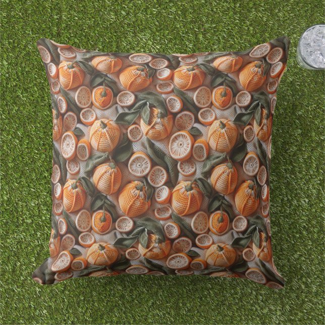 Crochet Oranges Citrus Fruit  Kissen (Gras)