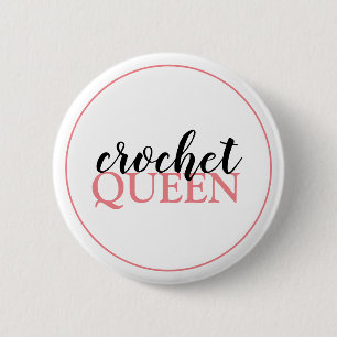 Crochet Queen Script Button