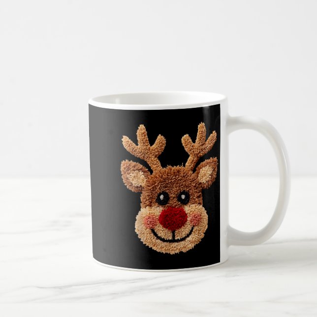 Crochet Reindeer Face Merry Christmas Girly Kids T Kaffeetasse (Rechts)