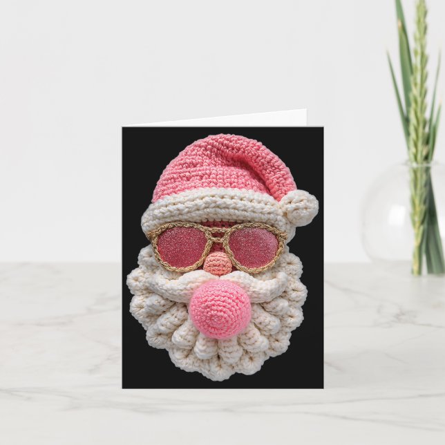 Crochet Santa Blowing Bubble Gum Christmas Girly K Karte (Vorderseite)