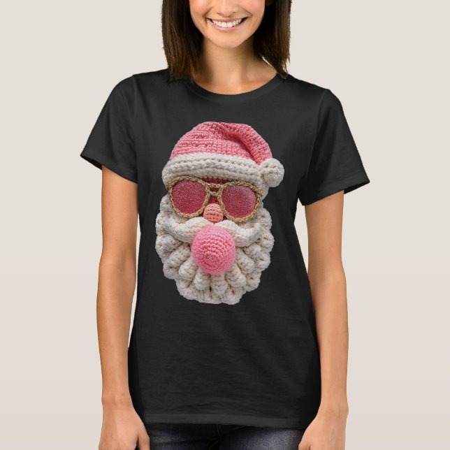 Crochet Santa Blowing Bubble Gum Christmas Girly K T-Shirt (Vorderseite)