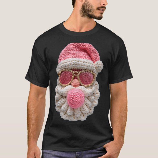Crochet Santa Blowing Bubble Gum Christmas Girly K T-Shirt (Vorderseite)