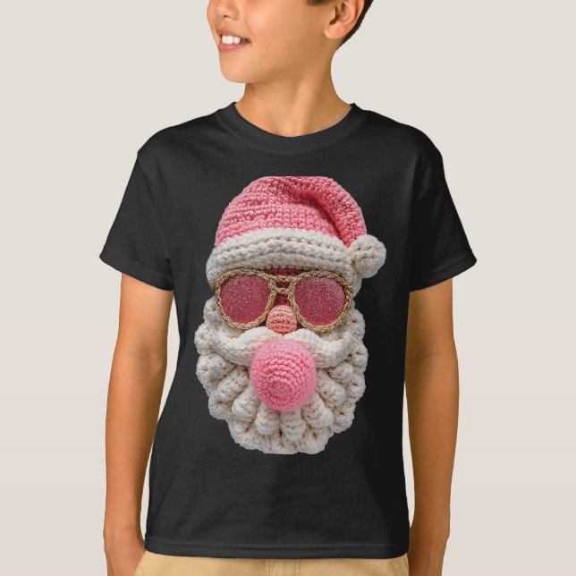 Crochet Santa Blowing Bubble Gum Christmas Girly K T-Shirt (Vorderseite)