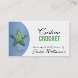 Crochet Star Shaped Yarn Green Blue Business Card Visitenkarte