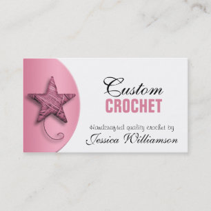 Crochet - Star Shaped Yarn Pink Business Cards Visitenkarte