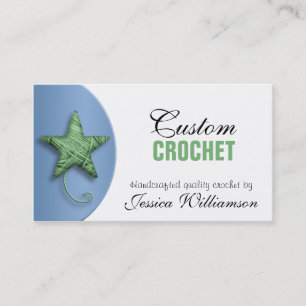 Crochet Star Shaping Yarn Green Blue Business Card Visitenkarte