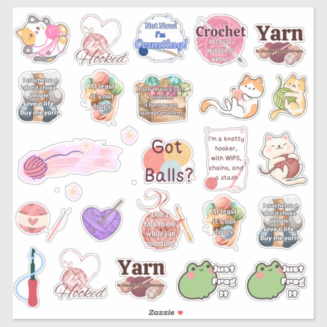 Crochet Sticker Assortment (Blatt)