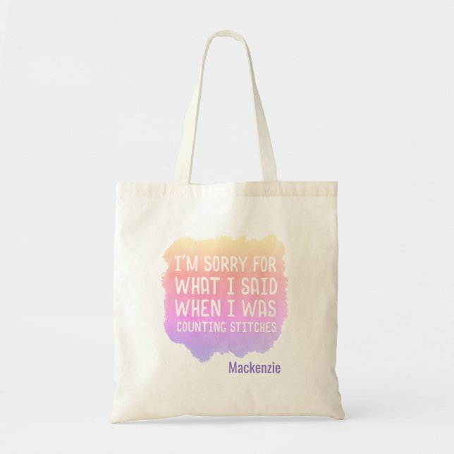 Crochet Strick Counting Stitches Joke Personalisie Tragetasche (Vorne)