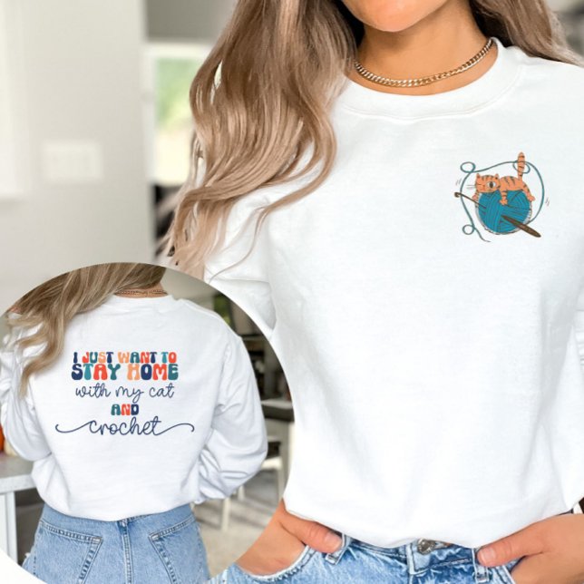 Crochet und Cat Lover Pocket Design Sweatshirt (Von Creator hochgeladen)