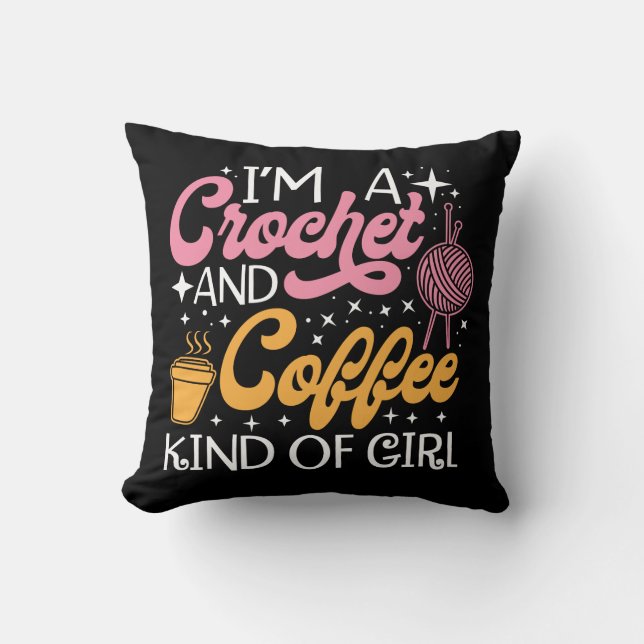 Crochet und Kaffee Kissen (Vorderseite)