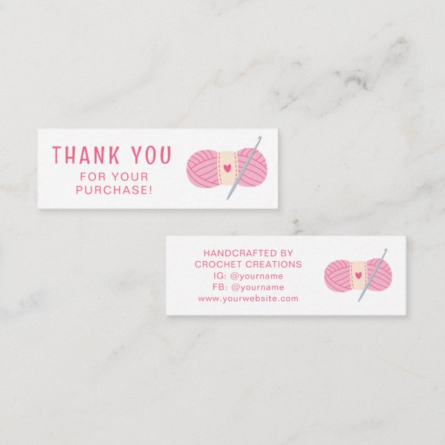 Crochet Vielen Dank für Ihr kleines Unternehmen Cr Mini Visitenkarte (Vorne/Hinten)