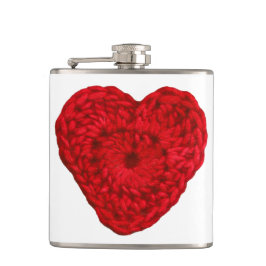 Crochet Yarn Heart Handmade Flachmann