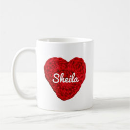 Crochet Yarn Heart + Name Red Kaffeetasse