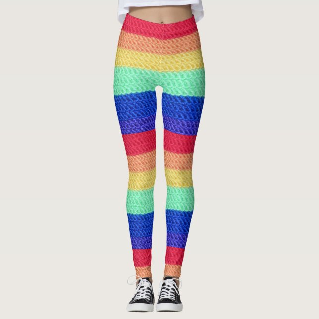 "Crocheted"-RegenbogenLeggings Leggings (Vorderseite)