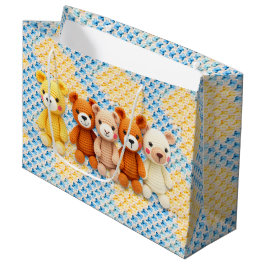 Crocheted Stuffed Animals Blue and Yellow Große Geschenktüte
