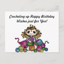 Crocheting Birthday wünscht Postcard Postkarte