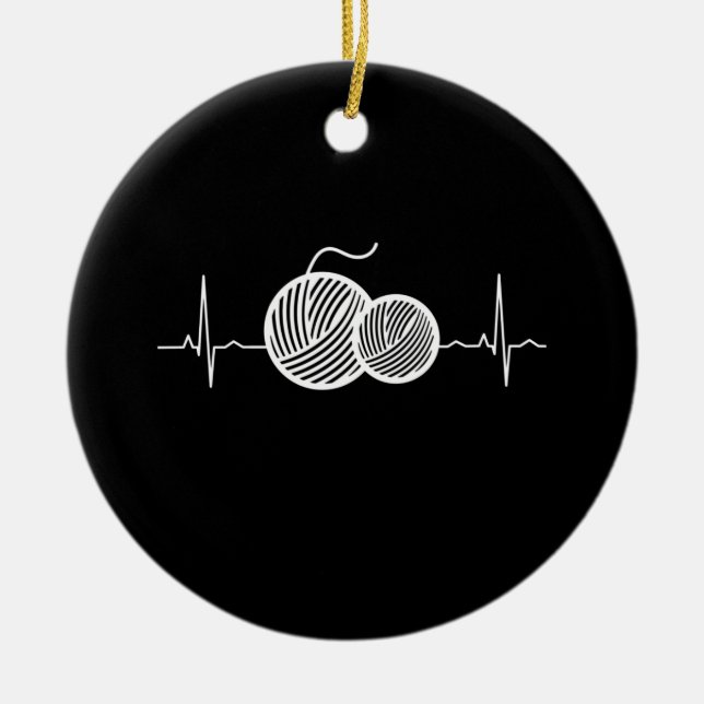 Crocheting - Crochet Thread Heartbeat Keramik Ornament (Vorne)