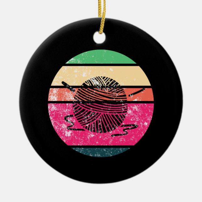 Crocheting Crochet Wool Knitter Keramik Ornament (Vorne)