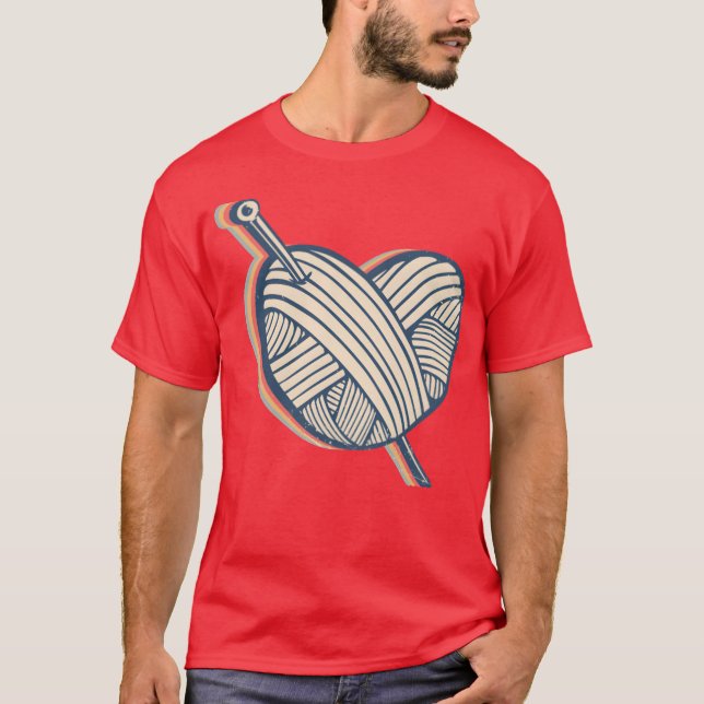 Crocheting Crocheter Crochet Knitting Heart Retro  T-Shirt (Vorderseite)
