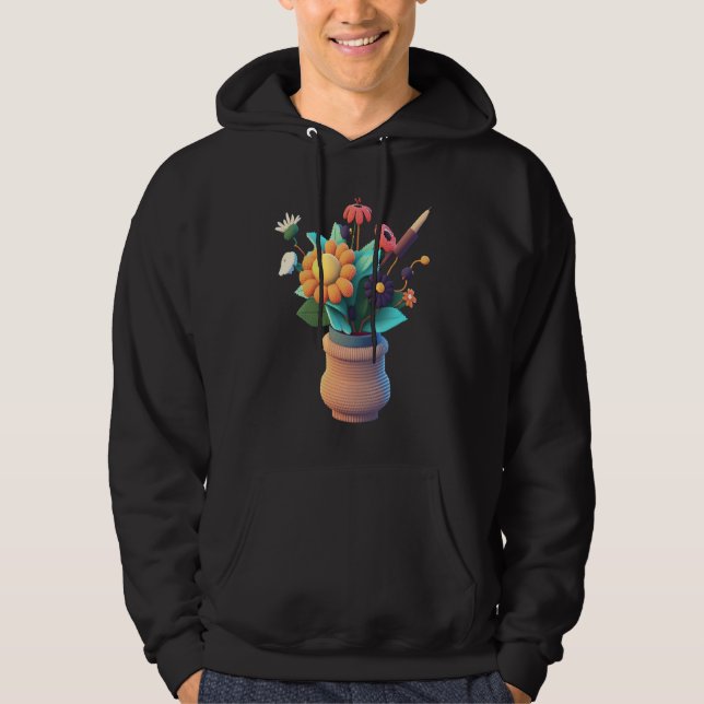 Crocheting Mom Knitted Flower Vase Mom  2 Hoodie (Vorderseite)