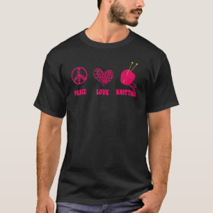 Crocheting Yarn Crochet Knitters Strick Peace Lieb T-Shirt