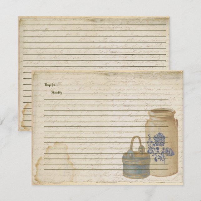 Crock and Blue Basket Rezeptkarten Postkarte (Vorne/Hinten)