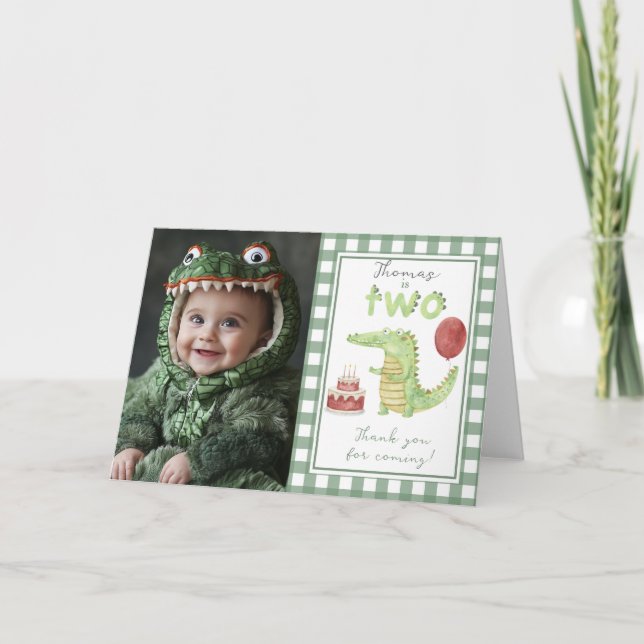 Crocodile 2 Geburtstag vielen Dank Dankeskarte (Vorderseite)