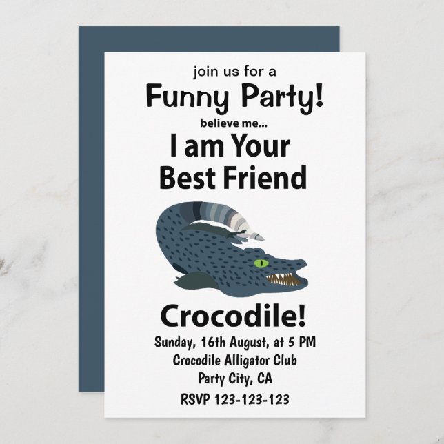 Crocodile Alligator Funny Crocodile Einladung (Vorne/Hinten)