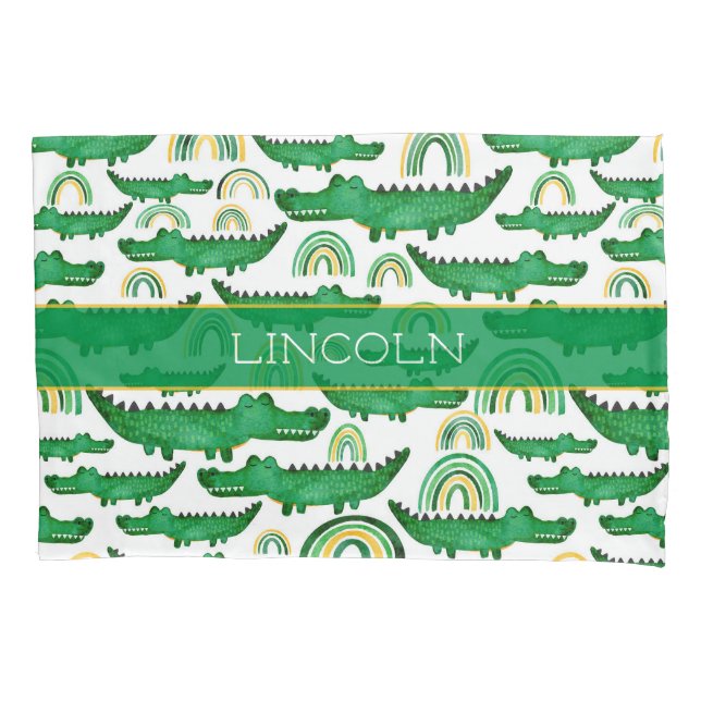 Crocodile Alligator Rainbow Personalisieren Kissenbezug (Vorderseite)