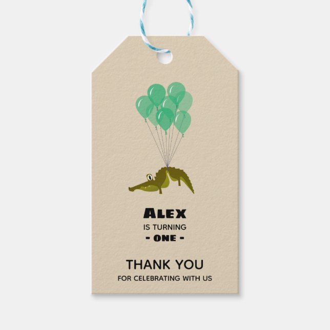Crocodile Birthday Party Danke Geschenkanhänger (Vorderseite)