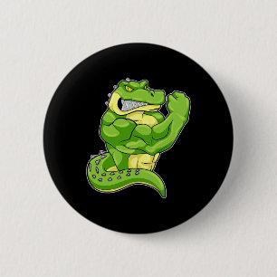 Crocodile Bodybuilder Bodybuilding Sports 1 Button