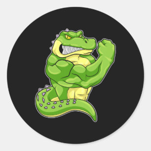 Crocodile Bodybuilder Bodybuilding Sports 1 Runder Aufkleber