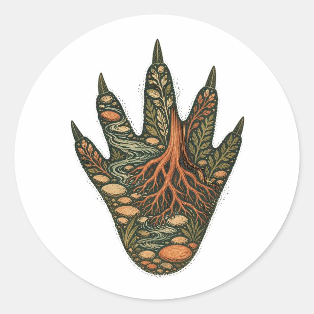 Crocodile Botanical Footprint Nature Sticker (Vorderseite)