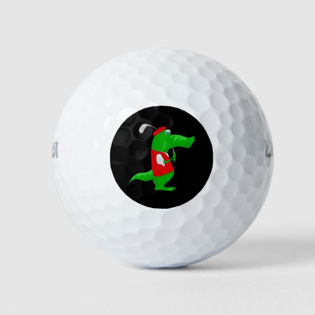 Crocodile Cartoon Golfer auf Golfplätzen 12 Pack Golfball (Vorderseite)