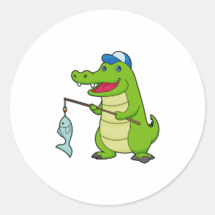Crocodile Fishing Fisher Finish Runder Aufkleber