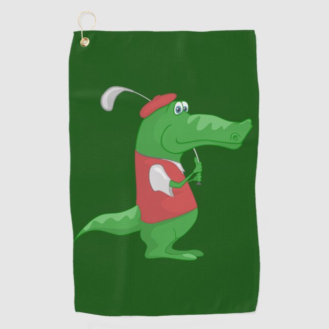 Crocodile Golfer Golf Handtuch (Vorderseite)