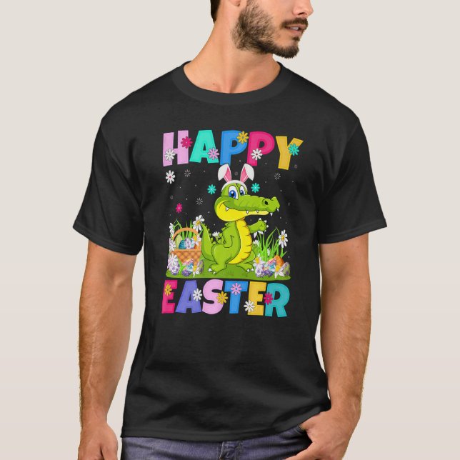 Crocodile Happy Osterfest Sonniges Krokodil Ostern T-Shirt (Vorderseite)