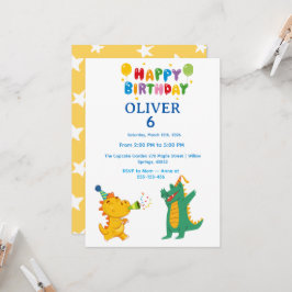 Crocodile & Hippo Birthday Invitation Einladung