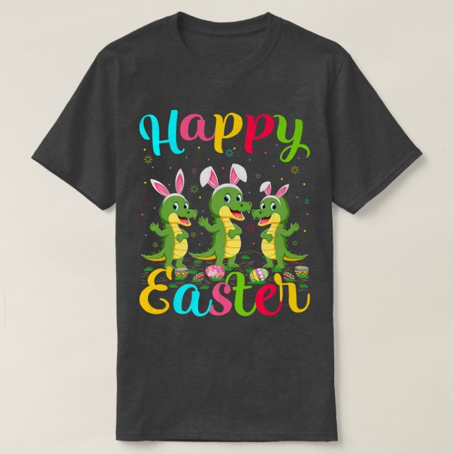 Crocodile Lover Easter Egg Bunny Crocodile Happy E T-Shirt (Design vorne)