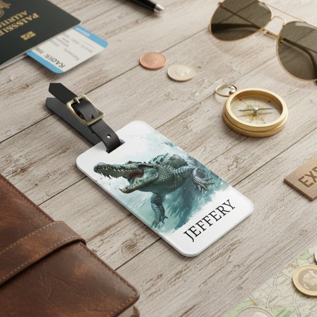 Crocodile Lover Reptile Alligator Monogram Gepäckanhänger (Von Creator hochgeladen)