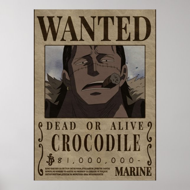 Crocodile One Piece Wollte Bounty Poster (Vorne)