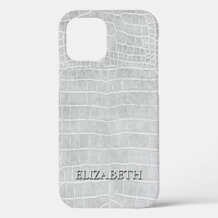 Crocodile Pearl Gray Imitats Leather Personallame Case-Mate iPhone Hülle