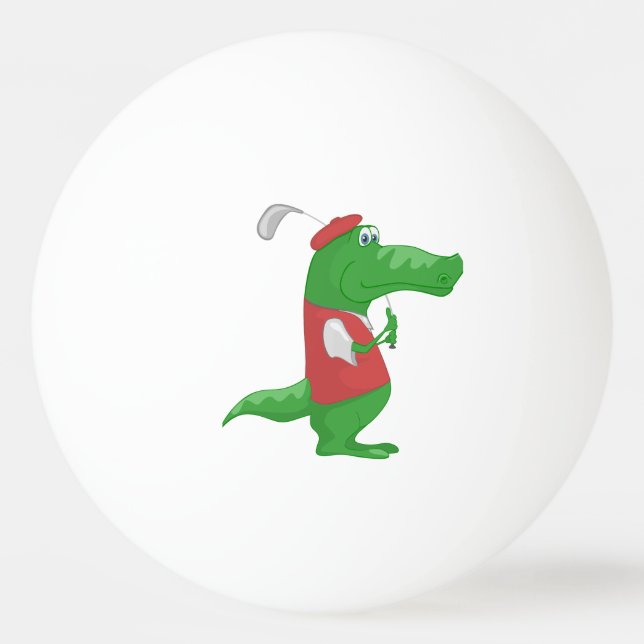 Crocodile Playing Golf Tischtennisball (Vorderseite)