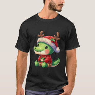 Crocodile Reindeer Hat Santa Christmas Funny Croco T-Shirt
