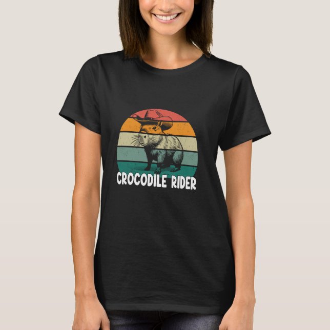 Crocodile Rider Funny Capybara T-Shirt (Vorderseite)