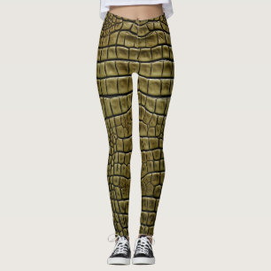 Crocodile Skin Print Brown Leggings & Yoga Pants