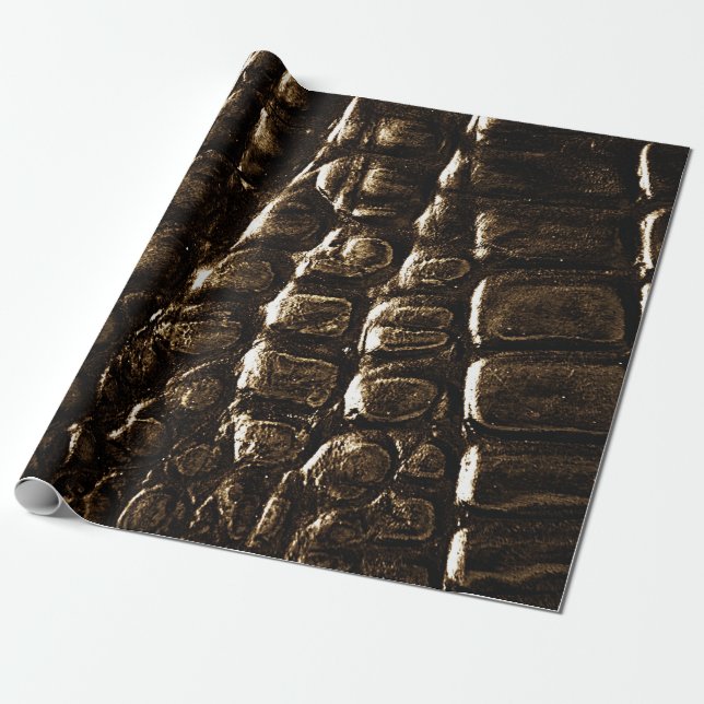 Crocodile Skin Wrapping Paper Black, Brown Geschenkpapier (Ungerollt)