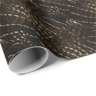 Crocodile Skin Wrapping Paper Black, Brown Geschenkpapier