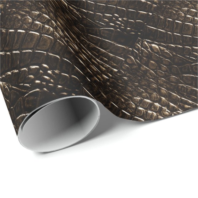 Crocodile Skin Wrapping Paper Black, Brown Geschenkpapier (Rolleneckpunkt)