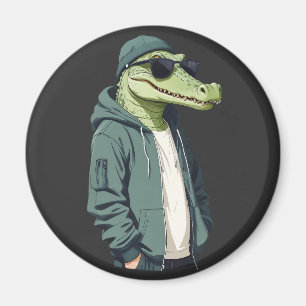 Crocodile Wear Hoodie Funny Cool Animal Vector Magnet